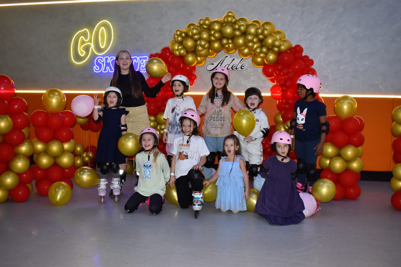 Group photo at a GoSkate birthday party